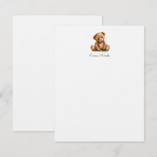 Tarjeta Pequeña Acuarela Oso de peluche personalizado