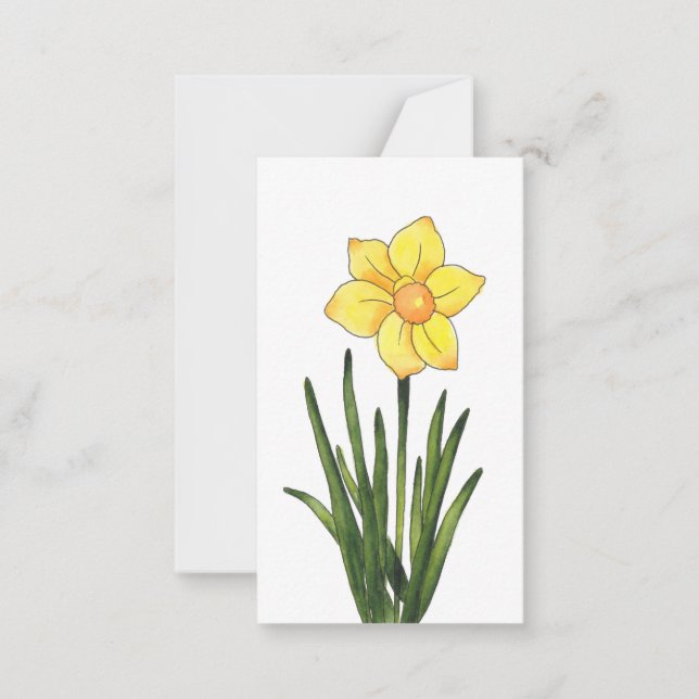 Tarjeta Pequeña Acuarela, Pen & Ink Daffodil Note Card (Anverso)