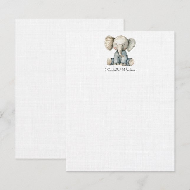 Tarjeta Pequeña Acuarela Pequeño Elefante Personalizado (Anverso / Reverso)