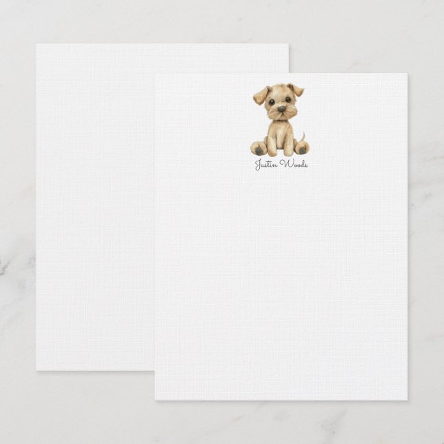 Tarjeta Pequeña Acuarela Perro picante personalizado (Anverso / Reverso)