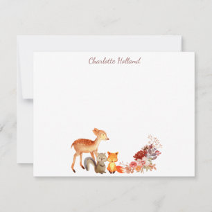 Tarjeta Pequeña Acuarela Personalizada de Animales Florales del Bo