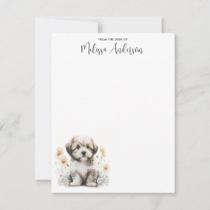 Tarjeta Pequeña Acuarela personalizada de cachorro de perro de La