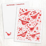 Tarjeta Pequeña Acuarela personalizada de pájaro y flor silvestre<br><div class="desc">Aves y flores silvestres festivas en acuarela roja sobre fondo blanco. Arte original de Nic Squirrell. Cambie el nombre o el texto en el reverso para personalizar,  o déjelo en blanco si lo prefiere.</div>