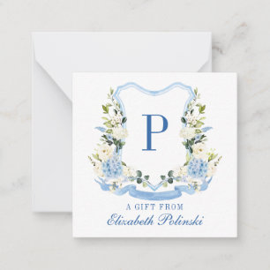 Tarjeta Pequeña Acuarela personalizada Hydrangea Gift Gabinete