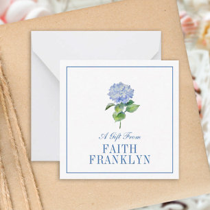 Tarjeta Pequeña Acuarela personalizada Hydrangea Gift Gabinete