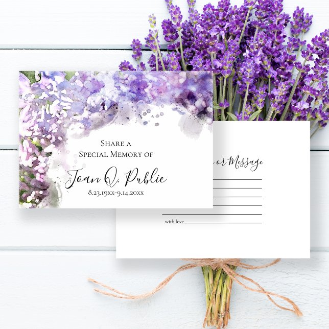Tarjeta Pequeña Acuarela Purple Lilacs Compartir un Funeral De Mem (Subido por el creador)
