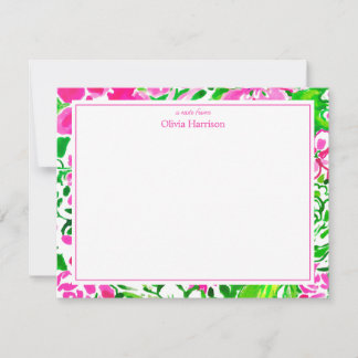 Tarjeta Pequeña Acuarela rosa y verde personalizado floral estacio