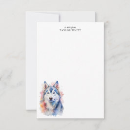 Tarjeta Pequeña Acuarela Siberian Husky Dog Personalizado Gracias