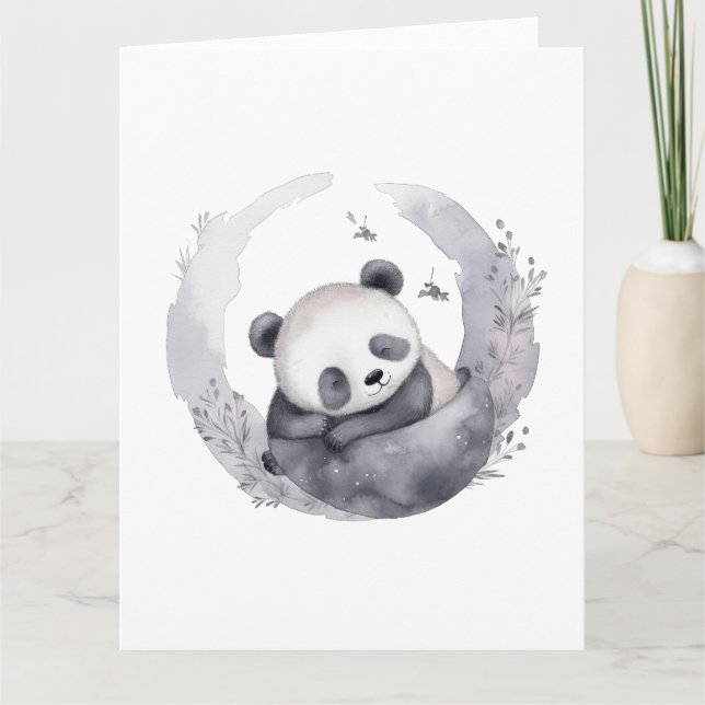 Tarjeta Pequeña acuarela Sleepe Bebé Panda Bear (Anverso)