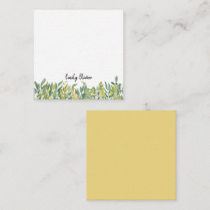 Tarjeta Pequeña Acuarela Verde Moderno - Nombre personalizado