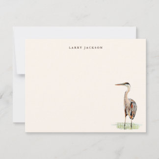 Tarjeta Pequeña Acuarela Vintage Garza Personalizada Plana