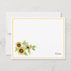 Tarjeta Pequeña Acuarela y girasoles de pluma