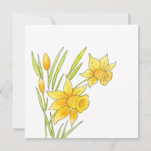 Tarjeta Pequeña Acuarela y Pen Daffodis
