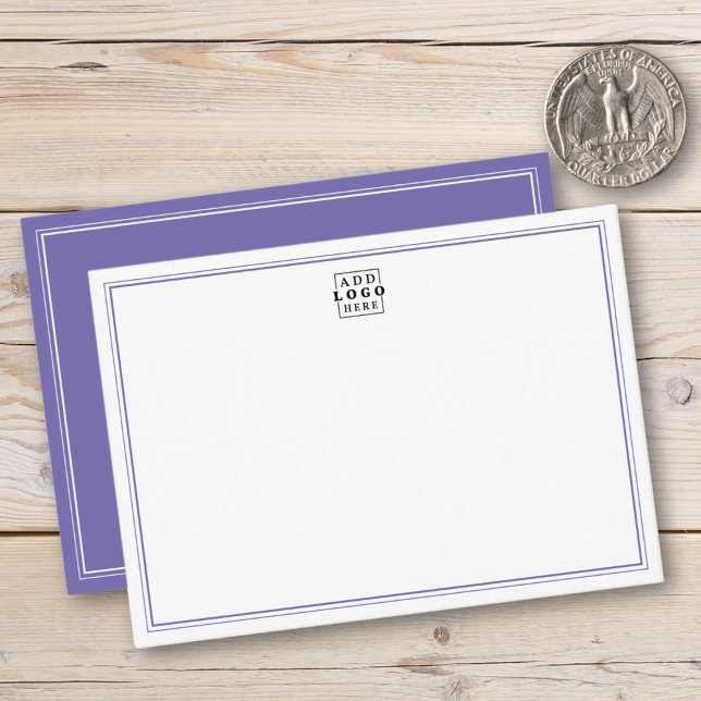 Tarjeta Pequeña Add Your Logo Purple Double Border Business (Subido por el creador)