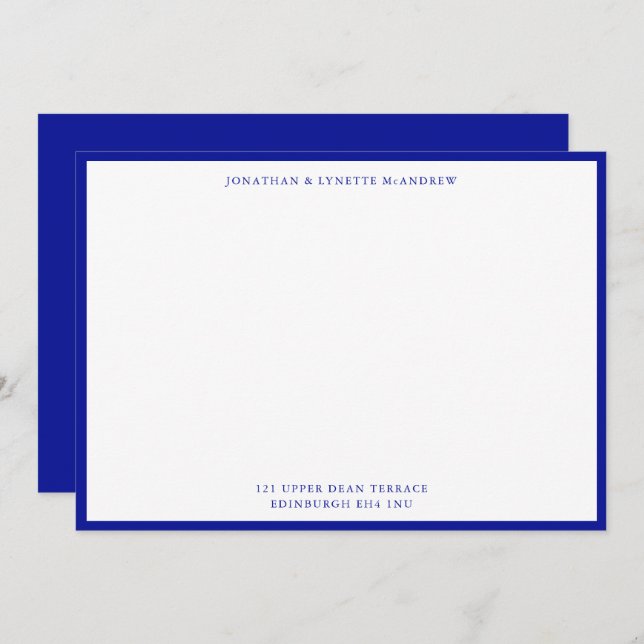 Tarjeta Pequeña Admirant Blue Classic Border Flat Note Card (Anverso / Reverso)