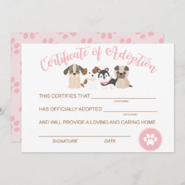 Tarjeta Pequeña Adoptar un certificado de adopción de cumpleaños d