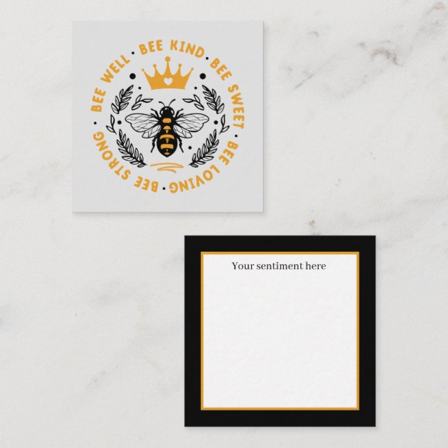 Tarjeta Pequeña adorable abeja de aliento agregar sentimiento (Anverso / Reverso)