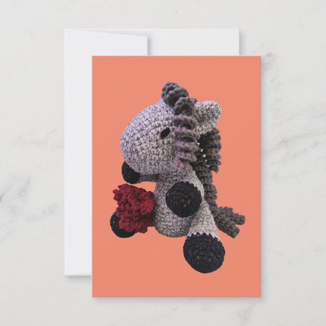 Tarjeta Pequeña ¡Adorable Amigurumi Crochet Horse Notecard! (Anverso)