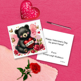 Tarjeta Pequeña Adorable Be Mine Bear Cub Classroom Valentine