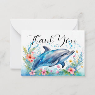 Tarjeta Pequeña Adorable Dolphin Gracias