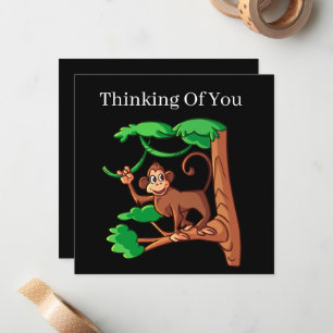Tarjeta Pequeña adorable pensamiento mono de usted añade sentimien