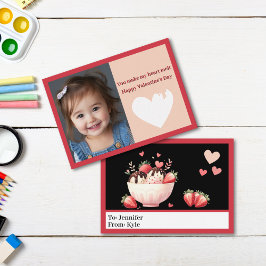 Tarjeta Pequeña Adorable Red Ice Cream Photo Classroom Valentine