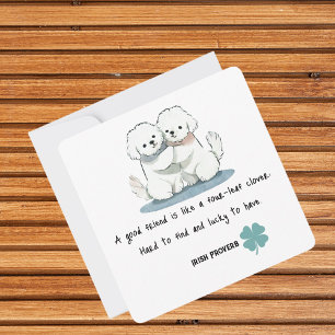 Tarjeta Pequeña Adorables amigos de Bichon con una cita