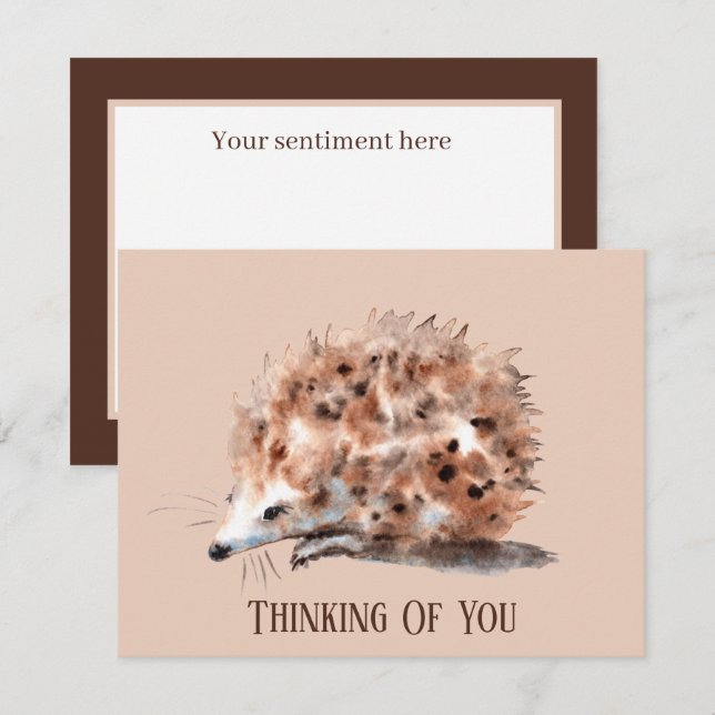 Tarjeta Pequeña adoradores lindos de hedgehog agregan sentimiento  (Anverso / Reverso)