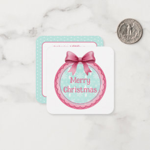 Tarjeta Pequeña Adorno de Navidad Rosa y Acuático