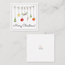 Tarjeta Pequeña Adornos de Navidad en una cuerda