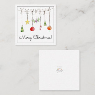 Tarjeta Pequeña Adornos de Navidad en una cuerda