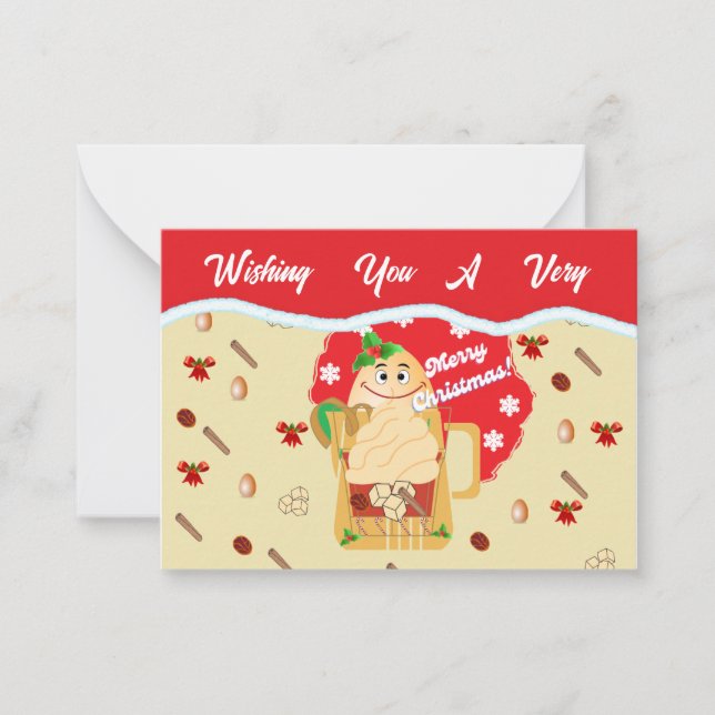 Tarjeta Pequeña Adornos de Ponche de Huevo de Navidad 2024 (Anverso)