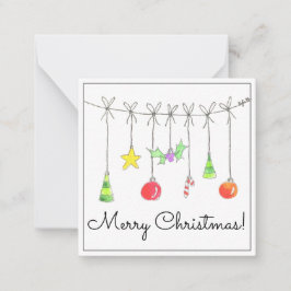 Tarjeta Pequeña Adornos Navideños Coloridos