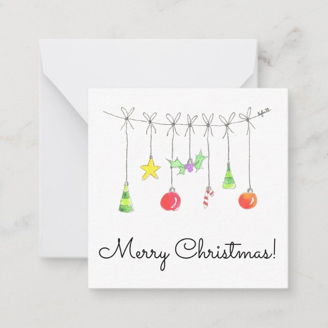 Tarjeta Pequeña Adornos Navideños Coloridos (Anverso)