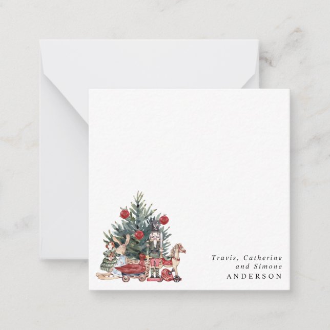 Tarjeta Pequeña Adornos Vintage de árbol de Navidad Cascanueces Fi (Anverso)