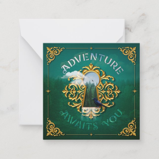 Tarjeta Pequeña Adventure Awaits / Stationery Note Card (Anverso)