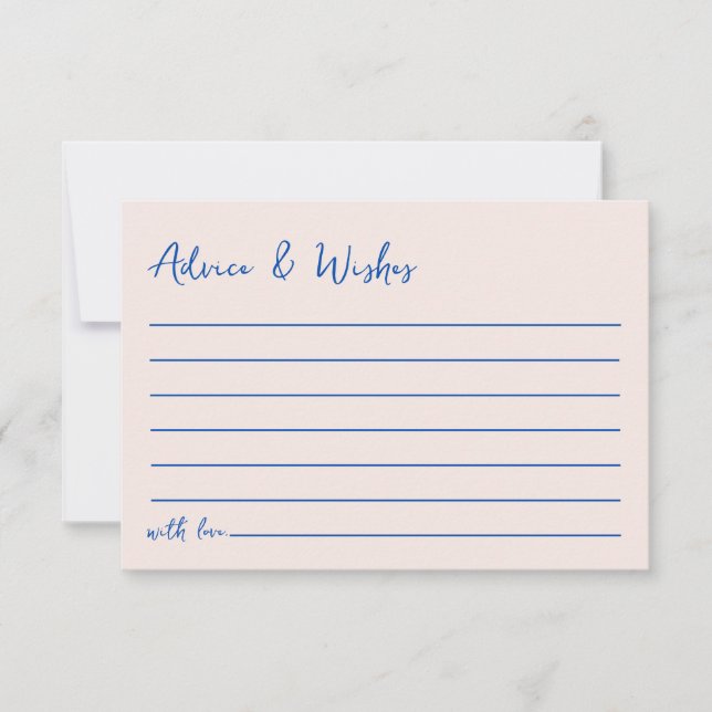 Tarjeta Pequeña Advice & Wishes Blu Hand Drawn Bridal Shower (Anverso)