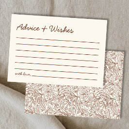 Tarjeta Pequeña Advice & Wishes Brown Handwritten Bridal Shower
