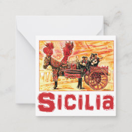 Tarjeta Pequeña Afiche de viaje siciliano Notecard plano - Carro s