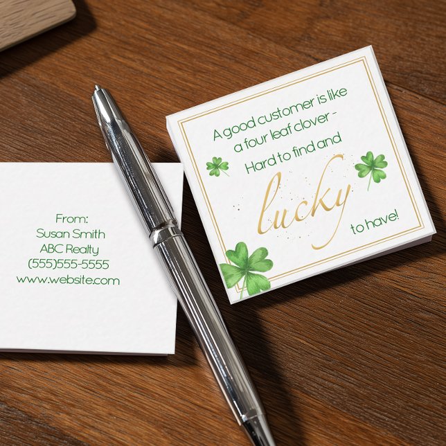 Tarjeta Pequeña Afortunado de tener cliente día de San Patricí (Personalized St Patrick's Day pop by card for real estate and business)