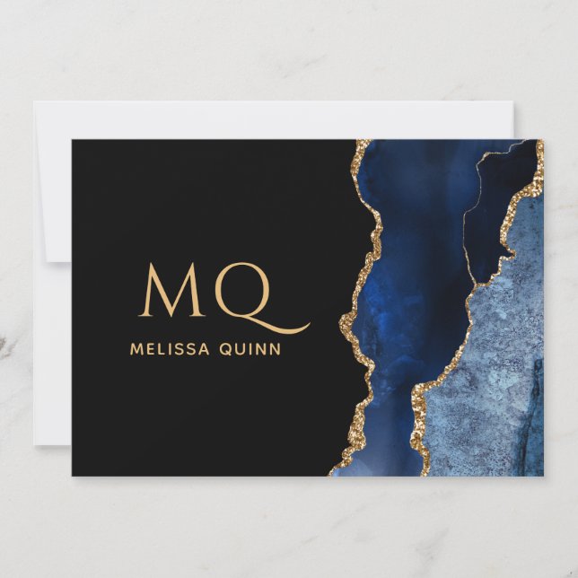 Tarjeta Pequeña Agato de Relieve metalizado dorado negro azul de l (Anverso)