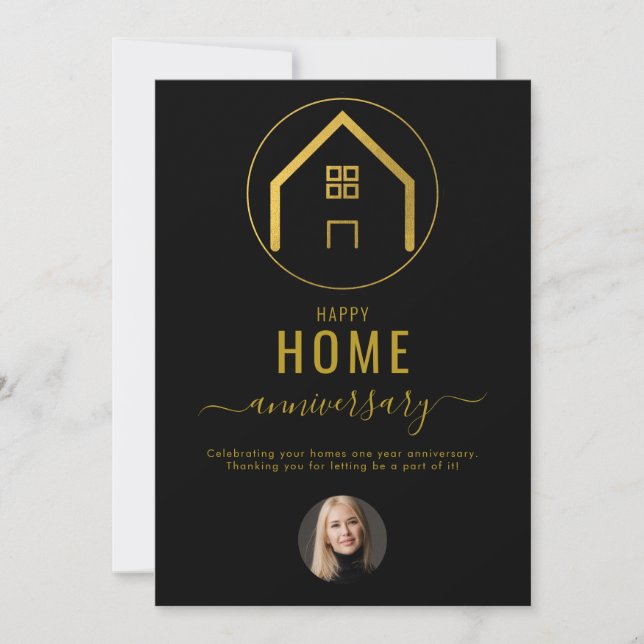 Tarjeta Pequeña Agente inmobiliario feliz aniversario de casa (Anverso)