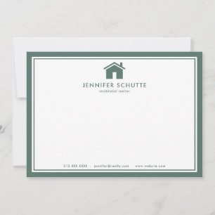 Tarjeta Pequeña Agente inmobiliario personalizado Sage Green Plaid