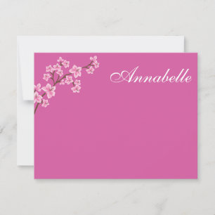 Tarjeta Pequeña Agradecimiento de Bat Mitzvah de Annabelle Pink Bl