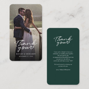Tarjeta Pequeña Agradecimiento de Boda con Foto Moderna