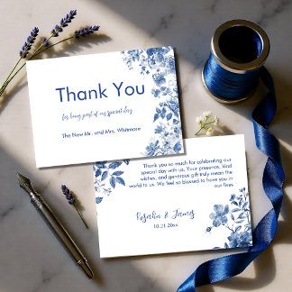 Tarjeta Pequeña Agradecimiento de Boda con Toile Francés