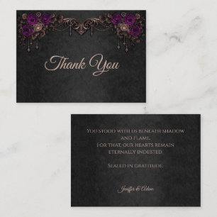 Tarjeta Pequeña Agradecimiento de boda gótico floral elegante