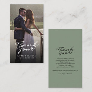Tarjeta Pequeña Agradecimiento de foto de boda con letra a mano mo