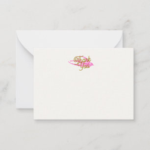 Tarjeta Pequeña Agradecimiento de Tragar Retro Rosa