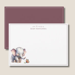 Tarjeta Pequeña Agradecimiento del vivero del elefante bebé con ac